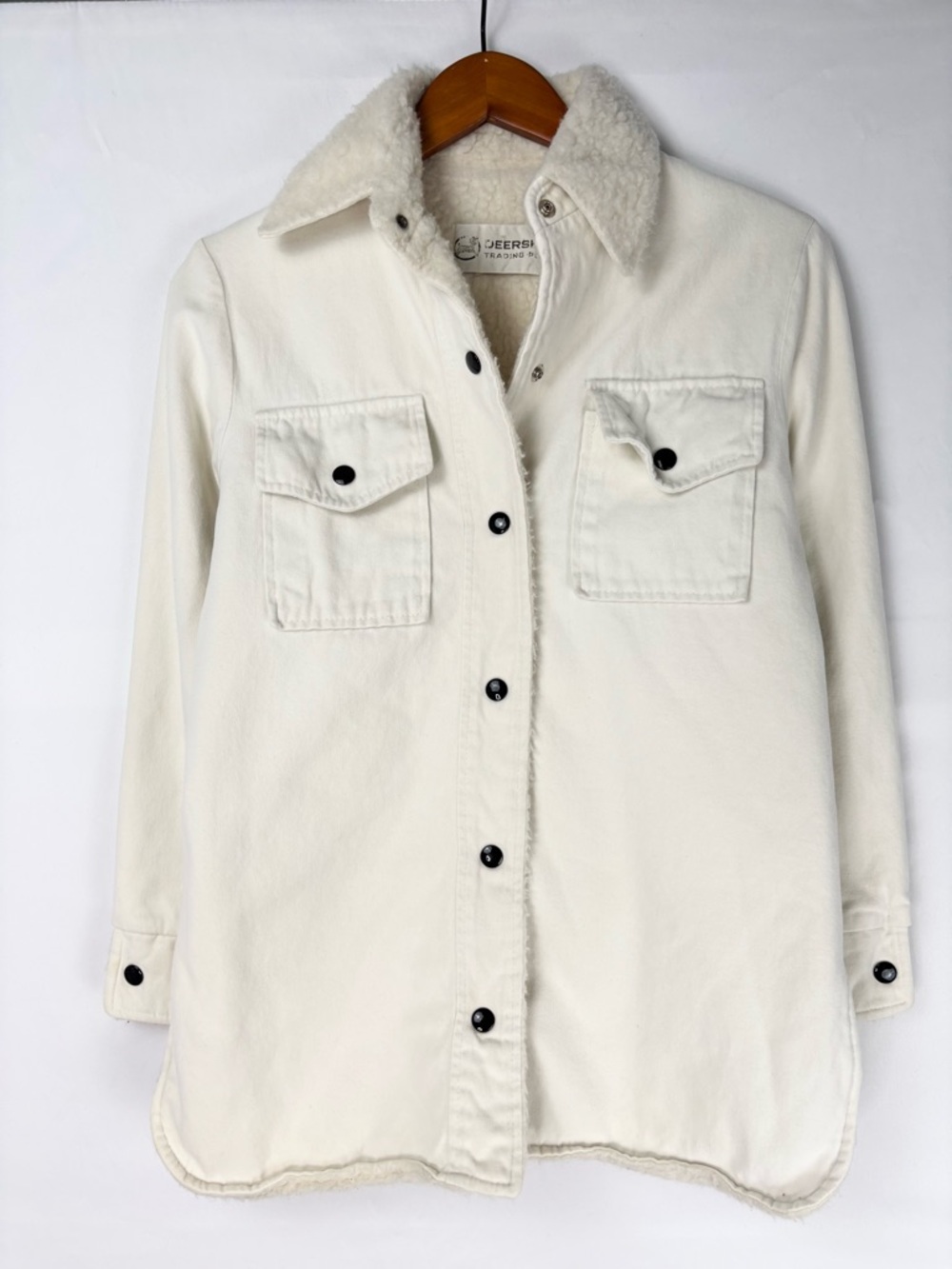 Vintage Deerskin Trading Post Shearling White Button Snap‎ Jacket